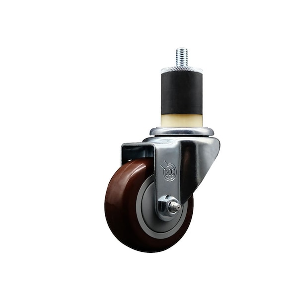 3'' Maroon Poly Wheel Swivel 1-7/8'' Expanding Stem Caster